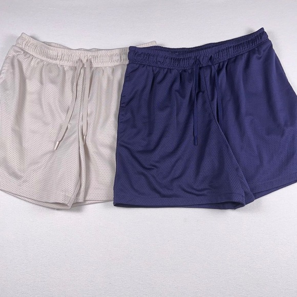 All in Motion Men's Mesh Athletic Shorts Set of 2 Navy Beige Gym Workout - Picture 1 of 4